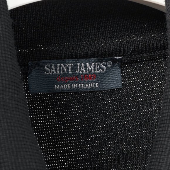 Saint James Black Wool Collared Cardigan - Picture 9 of 12